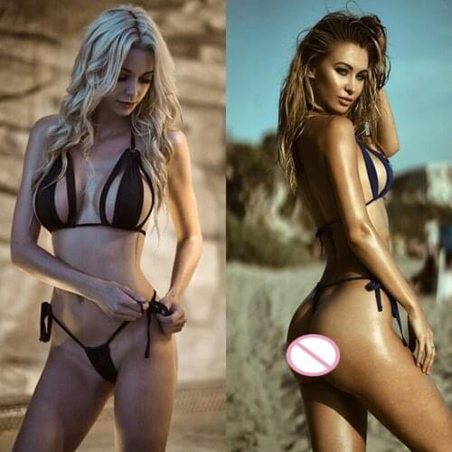 2021 Plus size Sexy Womens Micro Bikini Suit Thong Swimwear Temptation Black Bandage Swimsuit Beachwear