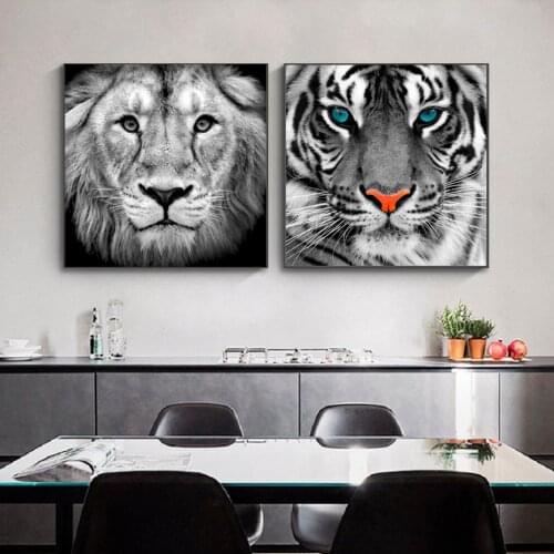Animal Face Fierce Eyes Close-up Lion Tiger Leopard Canvas Painting Poster Wall Art Printmaking Printing Artist Home Decoration