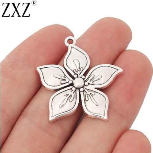 ZXZ 10pcs Flower Charms Pendants for Necklace Jewelry Making Findings