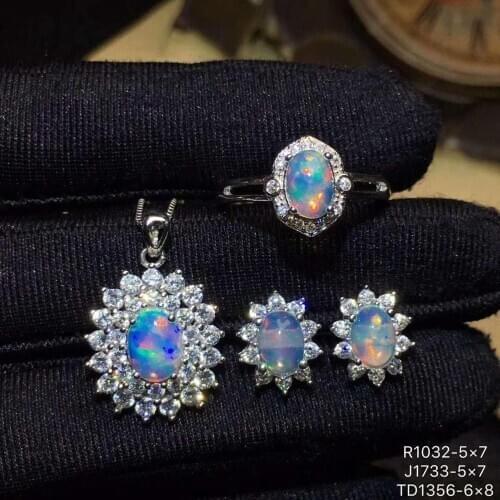 100% NATURAL ETHIOPIAN WELO FIRE OPAL 925 silver Ring Pendant Earring Set