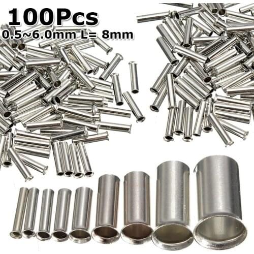 100PCS 0.5mm2-16mm2 22-10 AWG Non-Insulated Wire Connector Ferrules Electrical Cable Terminal Copper Bare Tinned Crimp Terminal