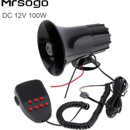 100W 12V 7 Sounds Car Truck Speaker Loud Siren Horn Car Loudspeakers 105dB with MIC Microphone for Car Automobile Audio System