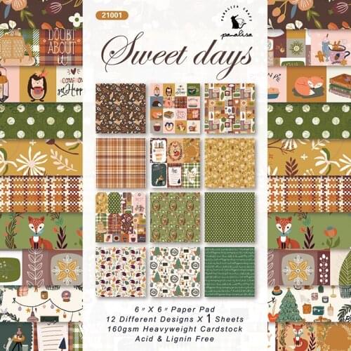 ZFPARTY 12 Sheets Sweet Days Scrapbooking Pads Paper Origami Art Background Paper Card Making DIY Scrapbook Paper Craft