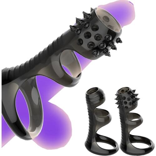 2 Types Male Foreskin Penis Ring Reusable Condom Enhancer Extender Sleeve Cock Rings Delay Ejaculation Sex Toys For Men