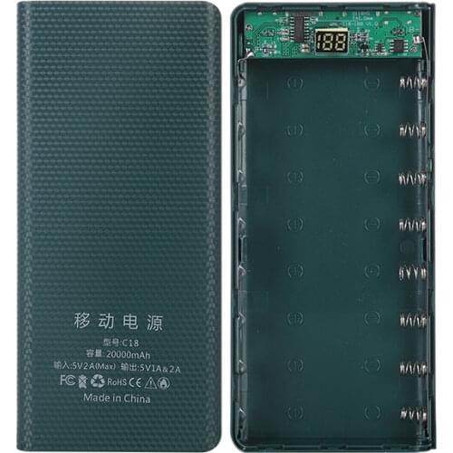 8x18650 5V 2A Battery Charger Box Power Bank Holder Case Dual USB 8*18650 Battery Shell Storage Organize DIY No welding Type-C