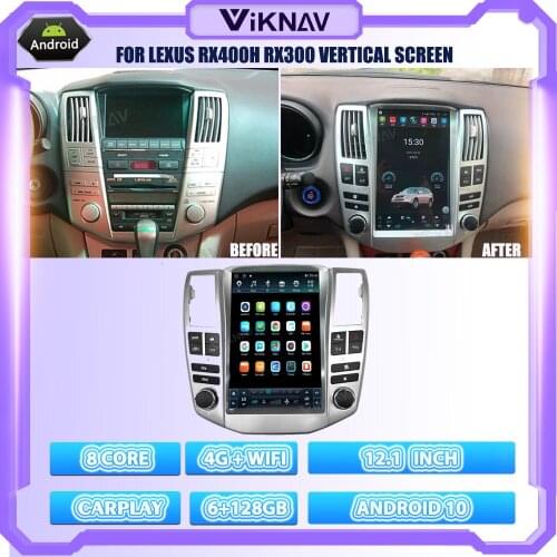 12.1 Inch 128GB Android 10 Car Radio For Lexus RX400h RX300 Vertical Screen Multimedia Video Player GPS Navigation 2 Din