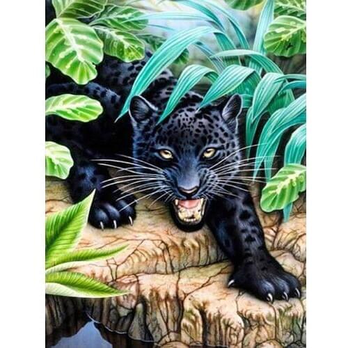 Black Panther in the Jungle Diamond Painting Animal Round Full Drill Nouveaute DIY Mosaic Embroidery 5D Cross Stitch Home Decor