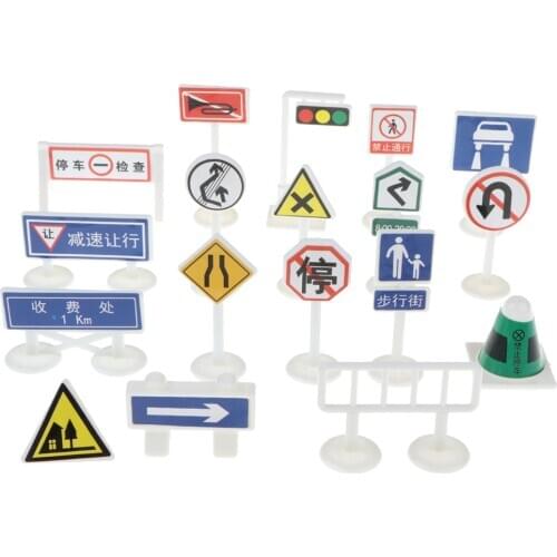 Block Street Traffic Signs Kid Childrens Educational Toy for Traffic Knowledge Learning Car & Train Scenery Playset Gift