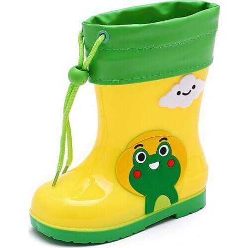 Childrens Cartoon Bear Rain Boots Boys Girls Slip Light Baby Shoes Winter Add Velvet To Keep Warm Waterproof Kids Rainboots