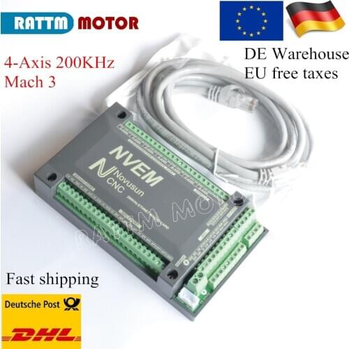 EU Delivery! Ethernet NVEM MACH3 CNC Controller 4-Axis 200KHZ Controller Card for Stepper Motor Servo motor