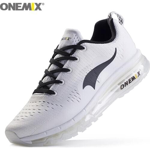 ONEMIX Unisex Air Cushion Breathable Knitted Lightweight Men Running Shoes White Sports Shoe Zapatillas Outdoor Walking Sneakers