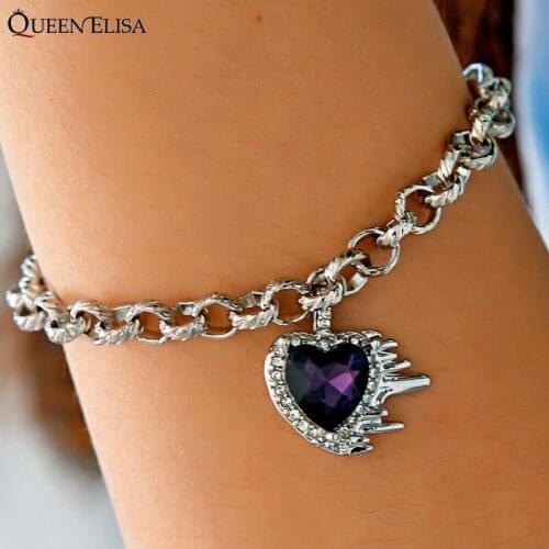Purple Crystal Meteor Bracelet for Women Vintage Heart Tassel Metal Bracelet 2021 Trendy Jewelry Couple Bracelet Wholesale