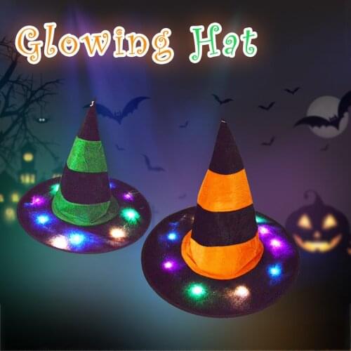 Halloween Funny Cap Hat Glowing Multicolor Witch Polyester Hat Festival Dance Party Show Hat Accessories Gifts 2020