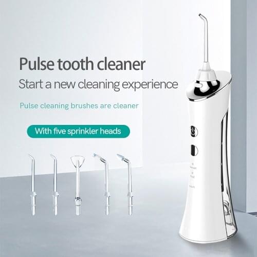 Ultrasonic tooth cleaner Water flosser dental oral irrigator with DIY mode 4 nozzles portable rechargeable home and travel