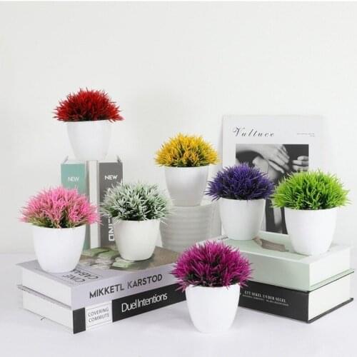 1pc Artificial Pteris Potted Plant Bonsai Plastic Flowerpot Ornaments Simulation Plants Garden Dining Table Bedroom Decoration