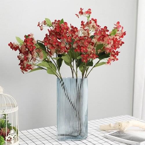 Home Decor Flowers Bouquet Indoor Fake Plants Artificial Flowers High Quality For Bride Wedding Decoration Silk Hydrangea Decor
