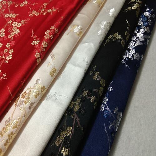 Graceful Gold Silver Plum Blossom Plum Flower Jacquard Brocade Fabric 50x72cm Jacquard Apparel Costume patchwork fabric Upholste