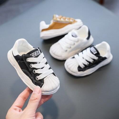 Kids Platform Sneakers Autumn Canvas Sports Little White Shoes Ladies Casual Thick Bottom Vulcanized Shoes Toddler Shoes N1000