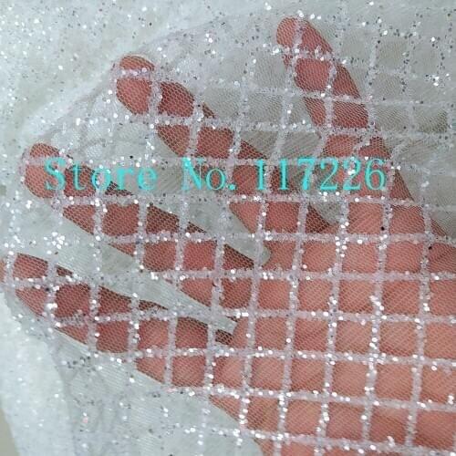 Hot sale african sequins tulle mesh fabric shining JRB-11659 glued glitter sequins lace fabric