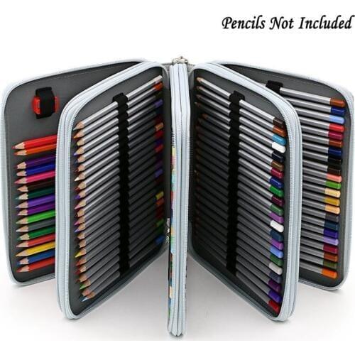 Cute Stationery 127/168 Holes School Pencil Case PU Leather Pencils Pouch Bag Folded Sketch Brush Case With Zipper Art Supplies