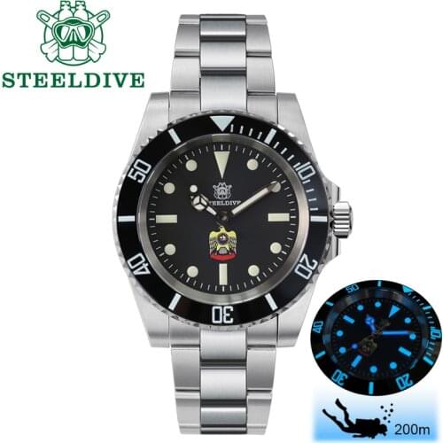 STEELDIVE 1954 Middle East Eagle Automatic Watch Men Mechanical Sapphire NH35 Diver Watch Automatic C3 Luminous Bezel 20ATM Dive
