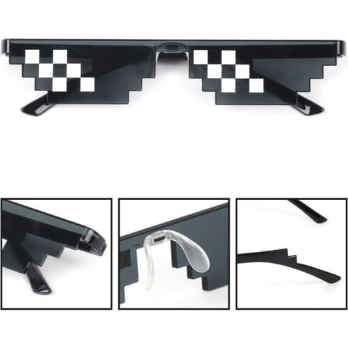 Thug Life Glasses Deal With It Glasses Pixel Women Men Black Mosaic Sunglasses