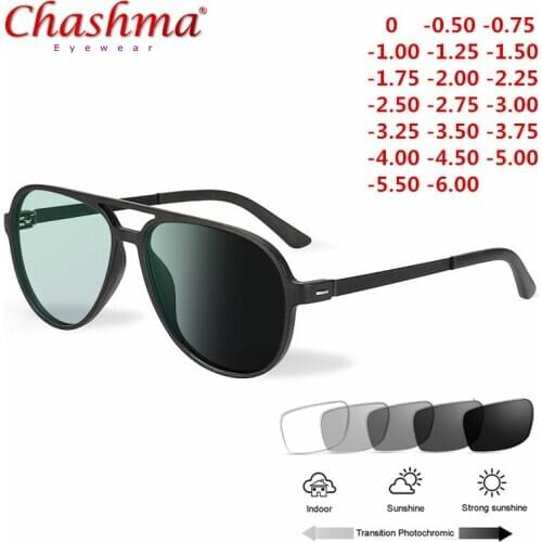 TR90 Eyeglasses Frame Photochromism Prescription Glasses Chameleon Myopia Glasses With Degree 0 -0.50 -1.0 -1.25 -1.5 To -6.0