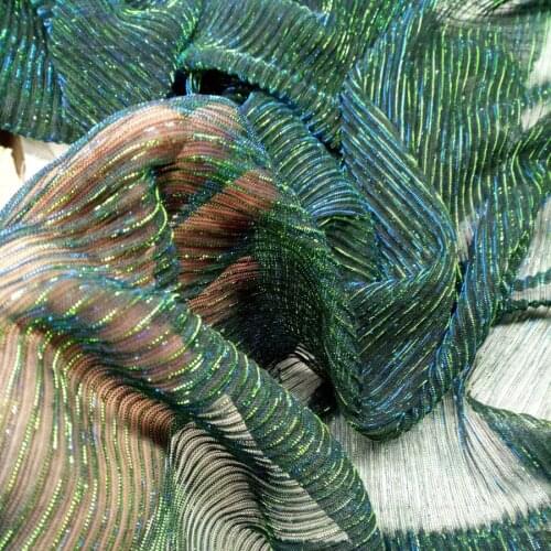 Gown party dress shiny crushed fabric pleated thin glittery material Poly metallic sparkling summer fashion