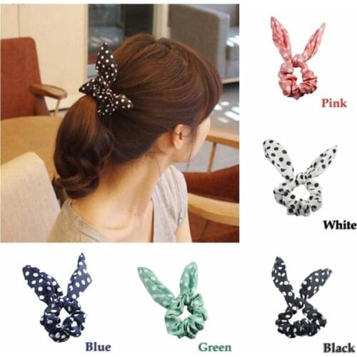 Wholesale 40pc/lot Cute Girls Dot Ribbon Bunny Ears Hairband Women Rabbit Ear Elastic Bowknot Headband Hair Jewelry Wedding Gift