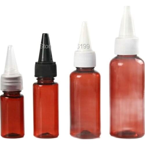 Empty Plastic Bottle 50 20ml Empty Cosmetic Container Black Cover Plastic Bottle Transparent Brown Tip Cap Plastic Bottle 50pcs