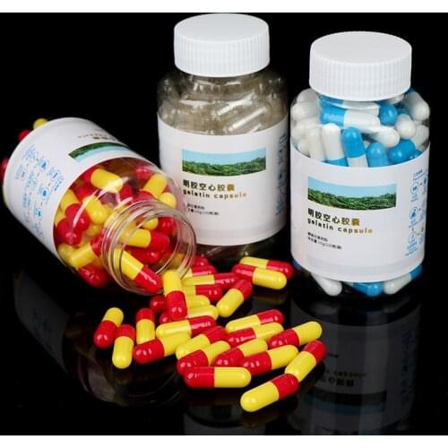 100Pcs/Bottle Empty Vacant Hard Gelatin Capsule Size 0# Gel Pills Vitamins Cases Containers