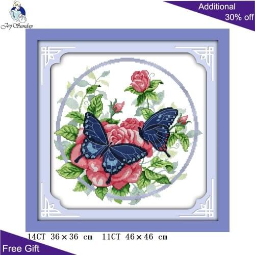 Joy Sunday Butterflies Flowers Embroidery H100 14CT 11CT Stamped and Counted Home Decor Love Of Butterflies Flowers Cross Stitch