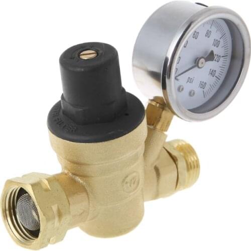 Water Pressure Regulator for RV Camper Brass Lead-Free Adjustable RV Water Pressure Reducer 160PSI