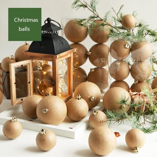 Retro Kraft Paper Christmas Ball High Quality Khaki Wedding Holiday Ornaments DIY Graffiti Crafts Home Decoration Pendant