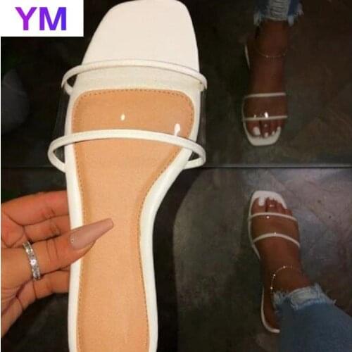 Slip-On PVC Sandals Women Outdoor Black White Beach Sandals Spring Summer New Ladies Bright Zapatillas Mujer Casa Gladiator