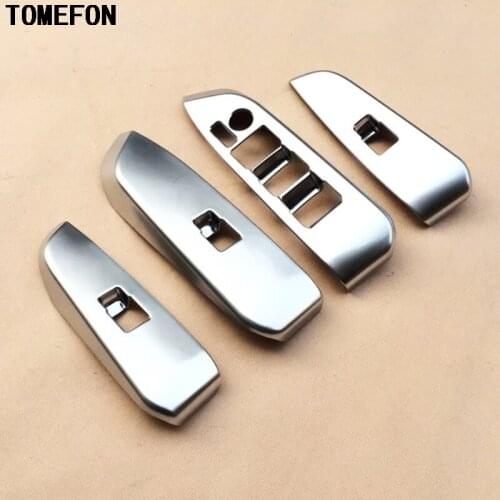 TOMEFON For Toyota Highlander Kluger XU50 2014 2015 ABS Chrome Door Armrest Window Switch Button Cover Panel Bezel Cover Trim