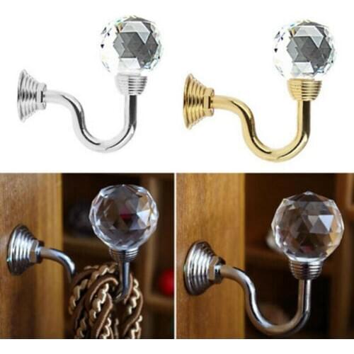 2PCS U Shaped Curtain Holdback Buckle Hooks Crystal Ball Wall Mounted Hanger Window Home Decor Vintage Tassel Holder