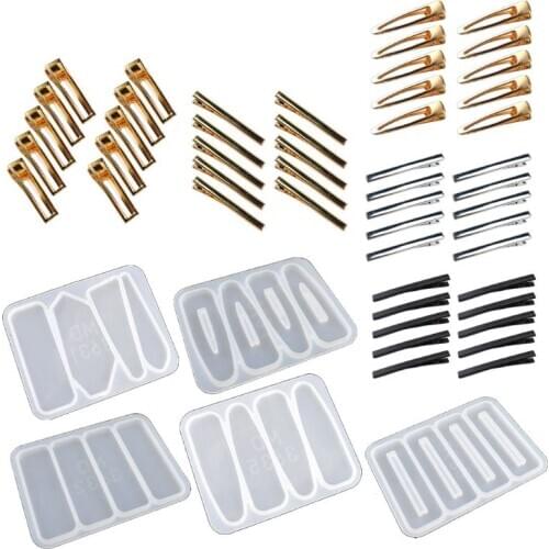 Handmade Barrettes Silicone Epoxy Resin Molds DIY Hair Pin Acrylic Mold Alligator Hair Clip Molds Jewelry Making Tools
