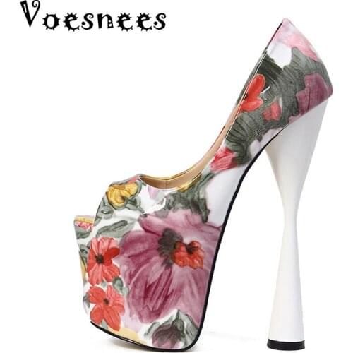 Hot Selling 2021 New Summer Flower Sandals Platforms Women High Heel 19cm Femle Sexy Ladies Shoes Big Size EURO 34 to 43