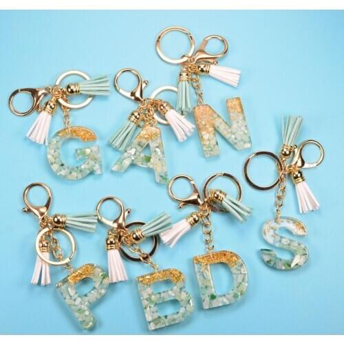 1PC Women Keychain Keyring English Letters English Words Glitter Flatback Resin Pendant Handbag Charms