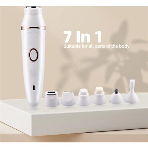 7 In 1 Women Epilator Hair Removal Female Eyebrow Nose Trimmer Face Bikini Wet and Dry Waterproof Lady Shaver Machine