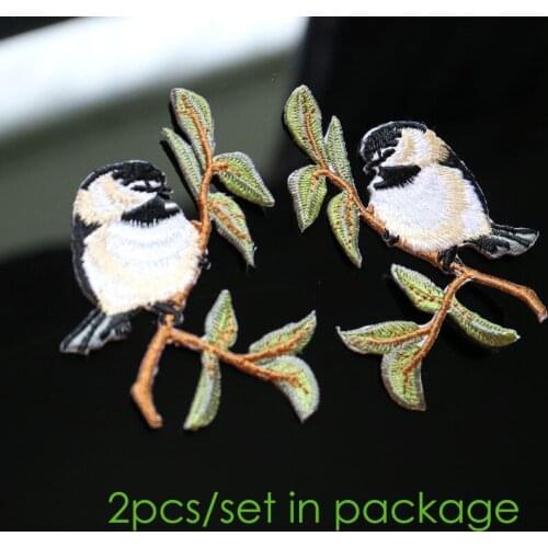 1pair iron on birds patches for clothing Small embroidery ironing applique parches sticker for bags backpack jeans