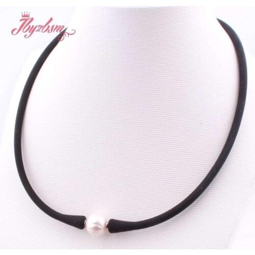 10mm Freshwater Pearl Silicone Bracelet Necklace Natural Stone Beads Casual Waterproof For Christmas Best Gift Bracelet Necklace