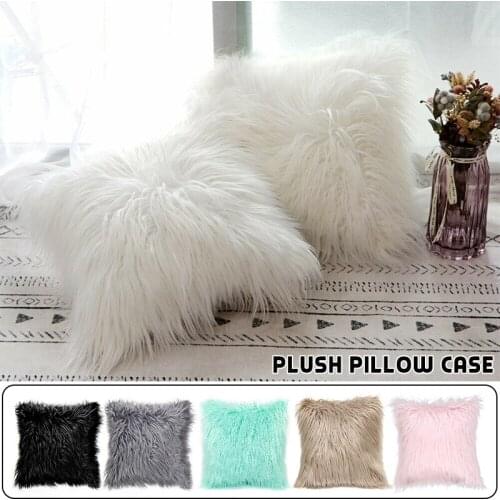 45x45cm Soft Square Fur Plush Cushion Cover Home Decor Solid Color Pillow Covers Living Room Bedroom Sofa Decorative Pillowcase