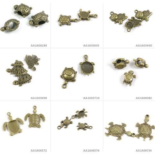 Antique Bronze Tone Jewelry Charms Turtle Tortoise Loose Beads Parent Child Cute Bracelet Pendant Necklace Beading Craft Making
