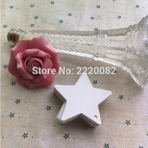 Free shipping 400 pcs a lot 6x6cm blank white pentagram paper hang tag/cake gift price tags/clothing hang tags/DIY tags/cards