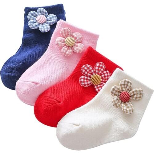 Baby Socks 0-3 Years Old Flower Accessories Socks Princess Socks Newborn Solid Color Cartoon Socks Girls Socks