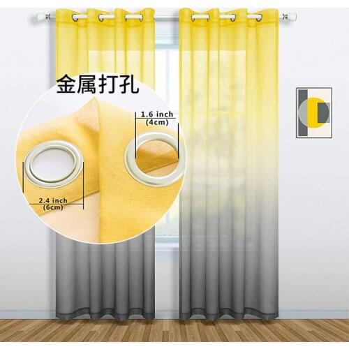 Two Color Tulle Sheer Up and Down Gradient Window Curtains for Home Living Room Bedroom Decoration in the Kitchen Cafe Curtain