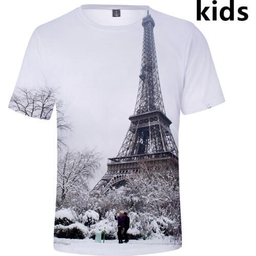 3 to 14 years kids t shirt France Paris Eiffel Tower 3d printed tshirt t-shirt boys girls cartoon t shirts tee children clothes