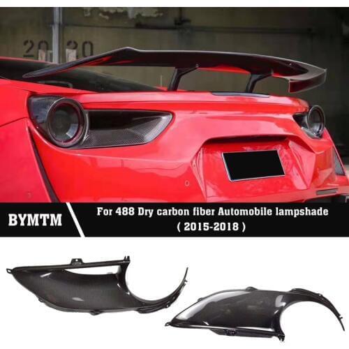 Plain weave Dry Carbon fiber rear Outlet Lampshade Housing cover For Ferrari 488